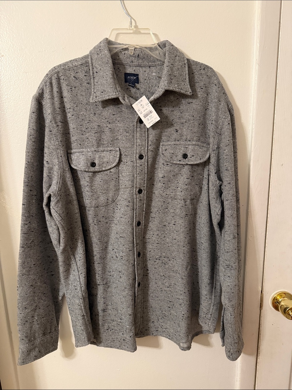 J. Crew Men's Gray Speckled Button-Front Shirt Jacket
